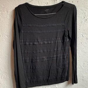 LOFT lace stripe patterned tee
